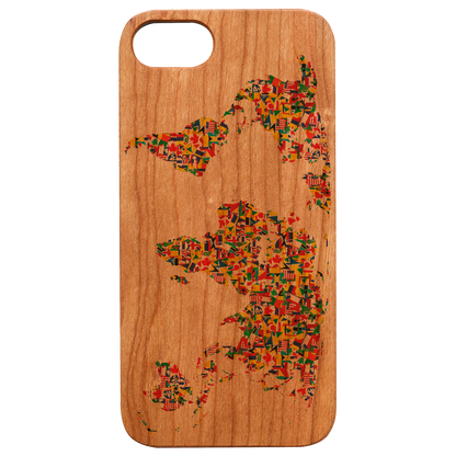 World Map Flag - UV Color Printed Wood Phone Case