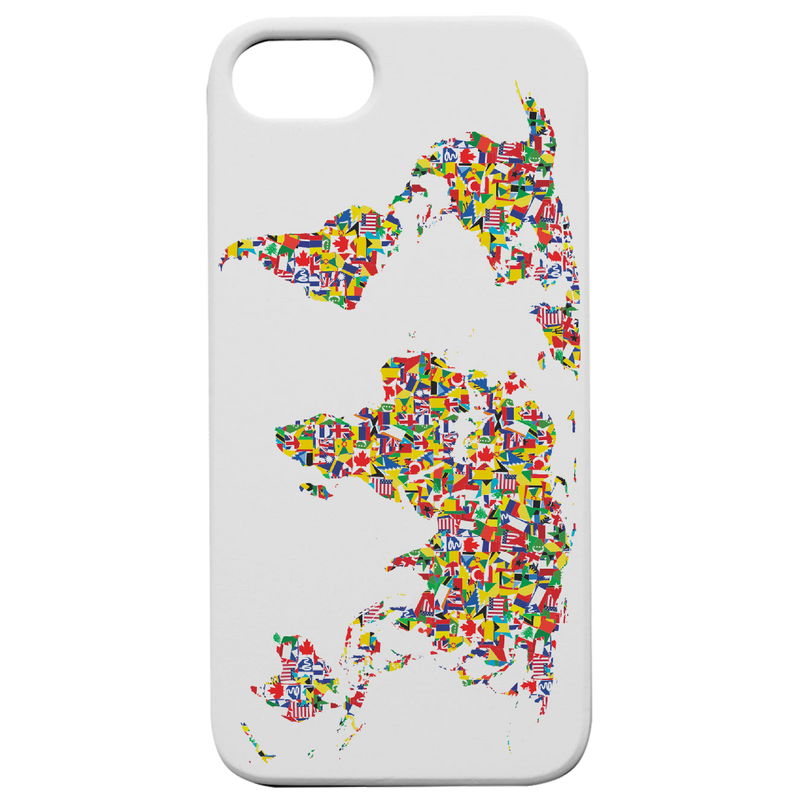 World Map Flag - UV Color Printed Wood Phone Case